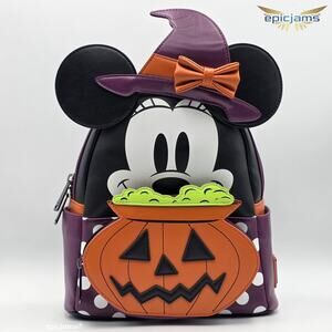 Loungefly Disney Minnie Mouse Witch Cosplay Pumpkin Halloween Mini Backpack New